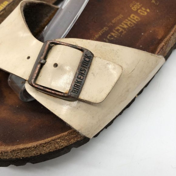 Birkenstock Madrid BirkoFlor Sandals Slides Shiny Ivory 40 Womens US 9 Narrow - Picture 6 of 11